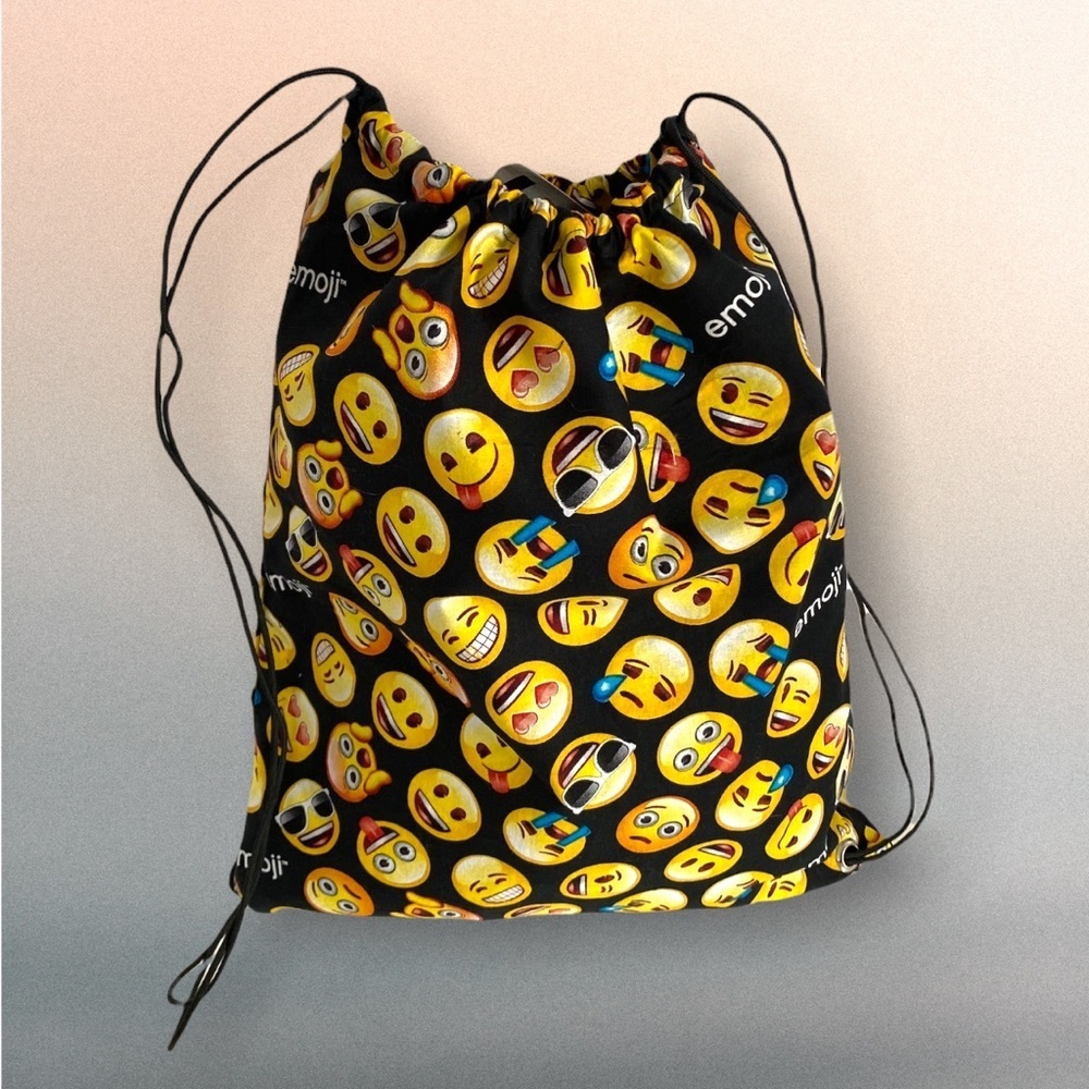 Handmade String Bag Emoji Tote Backpack